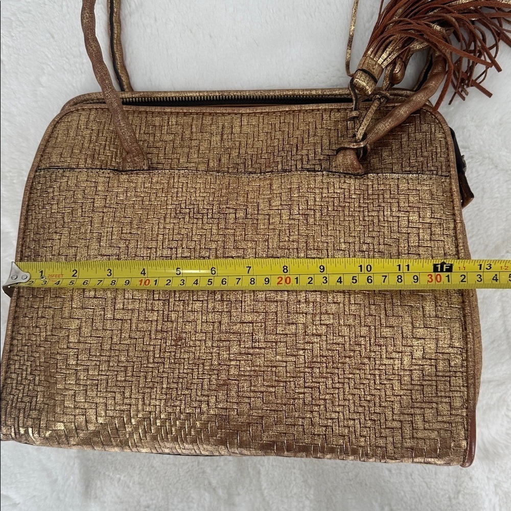 Patricia Nash Paris Gold Woven Tote Bag with Tassel - Picture 8 of 14